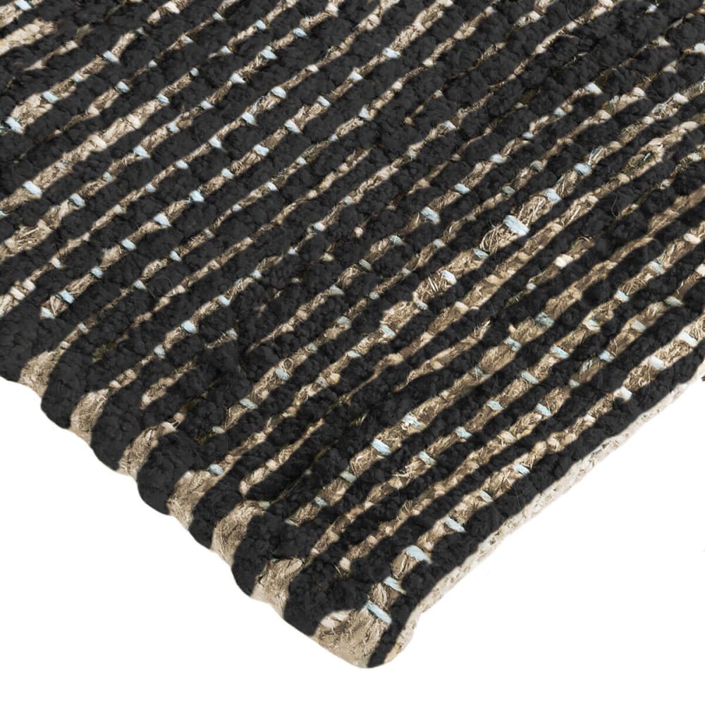 Tapis artisanal en jute et coton chenille noir 120x170 — vue 4