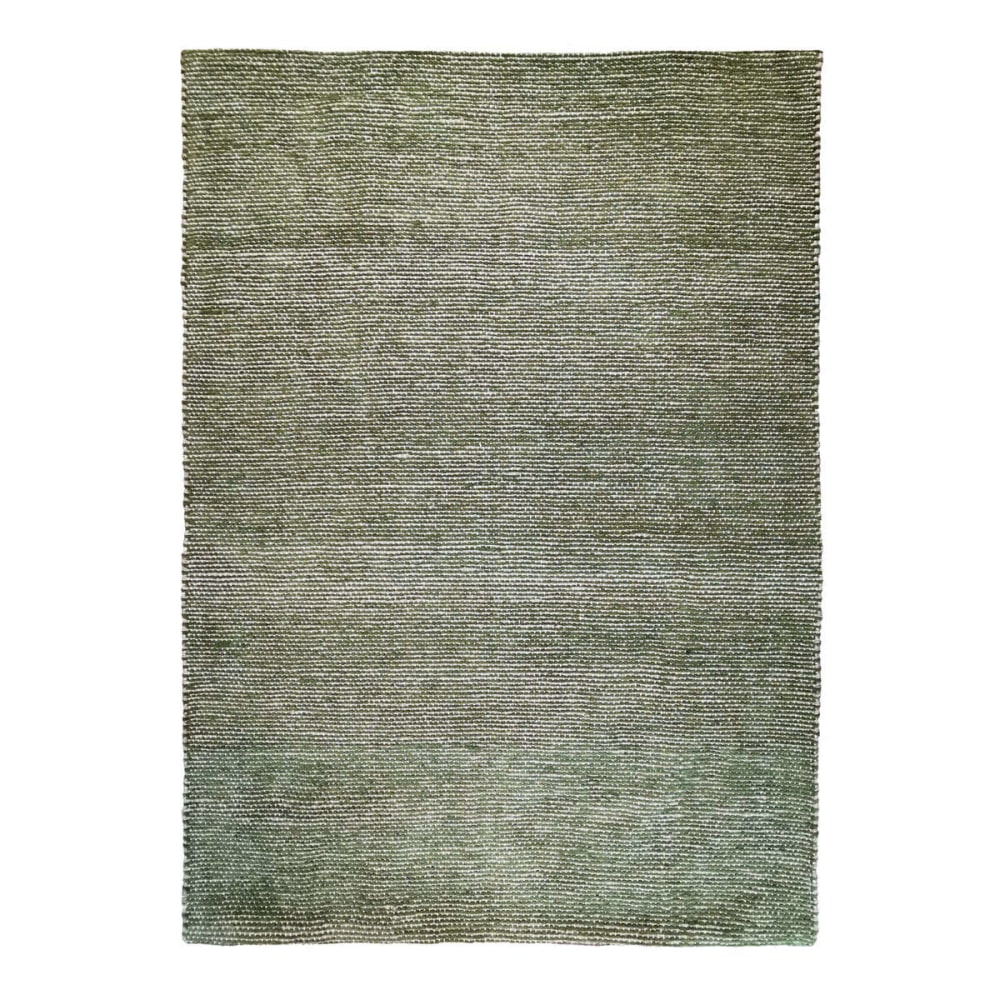 Tapis artisanal en jute et coton chenille vert rouillé 120x170