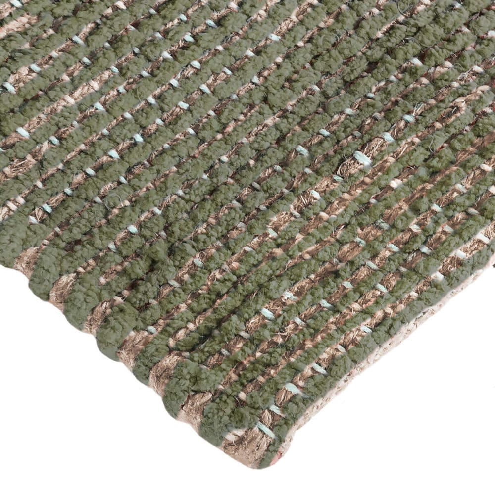 Tapis artisanal en jute et coton chenille vert rouillé 120x170 — vue 4