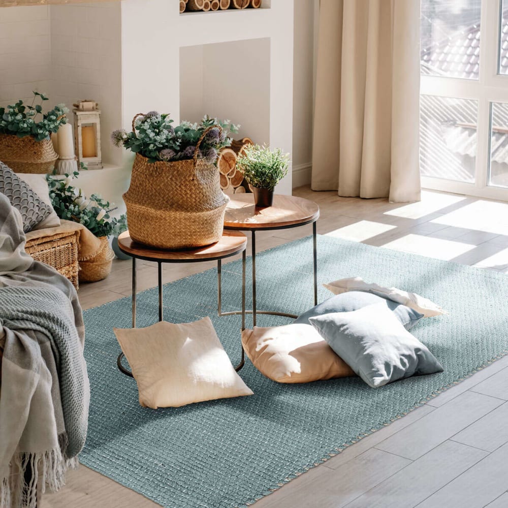 Tapis artisanal en jute et coton chenille gris clair 120x170 — vue 3