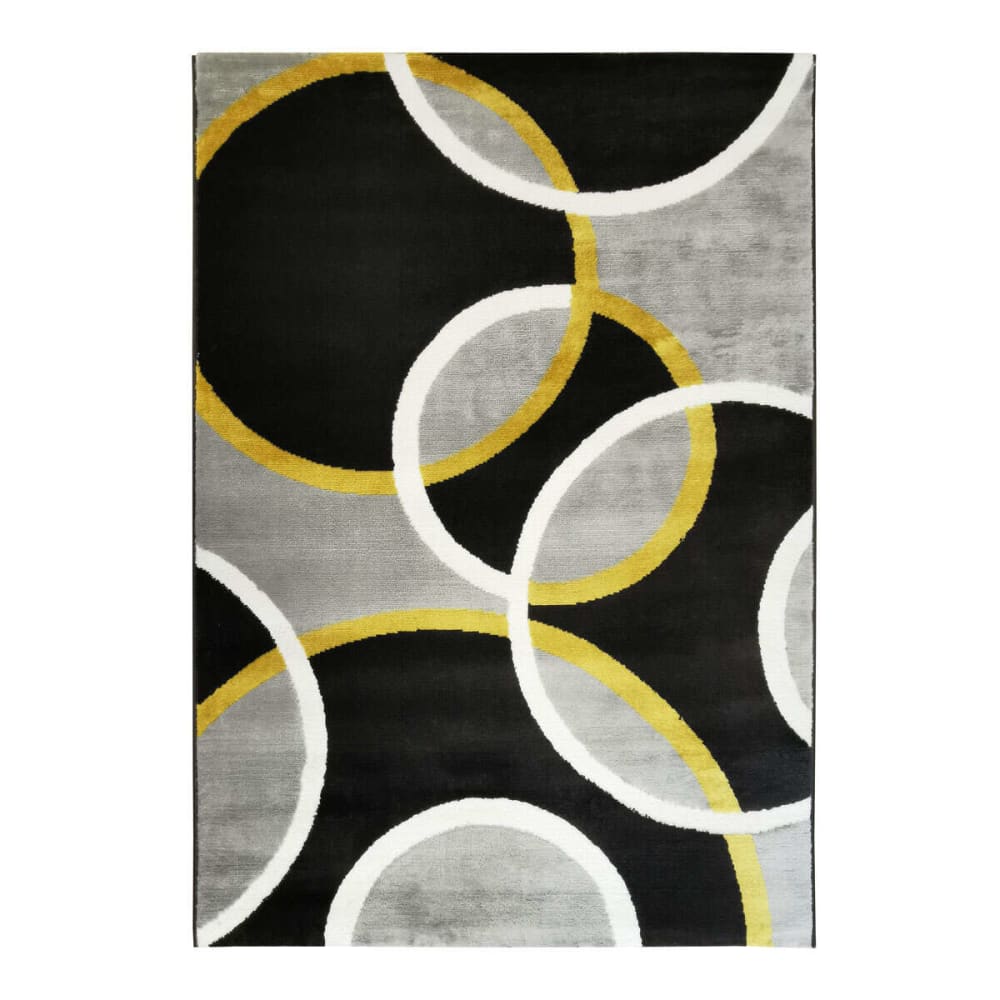 Tapis effet laineux motifs cercles gris 120x170