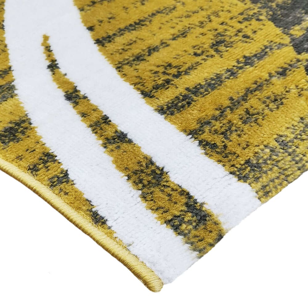 Tapis effet laineux motifs arches jaune et gris 120x170 — vue 4