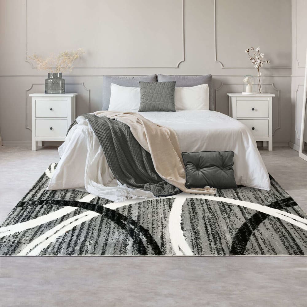 Tapis effet laineux motifs arches gris 120x170 — vue 3