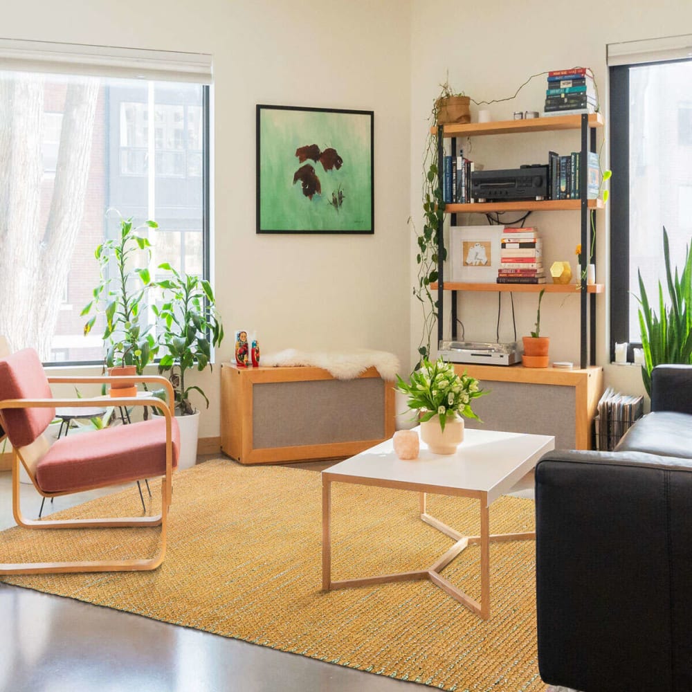 Tapis artisanal en jute coton chenille ocre 120x170