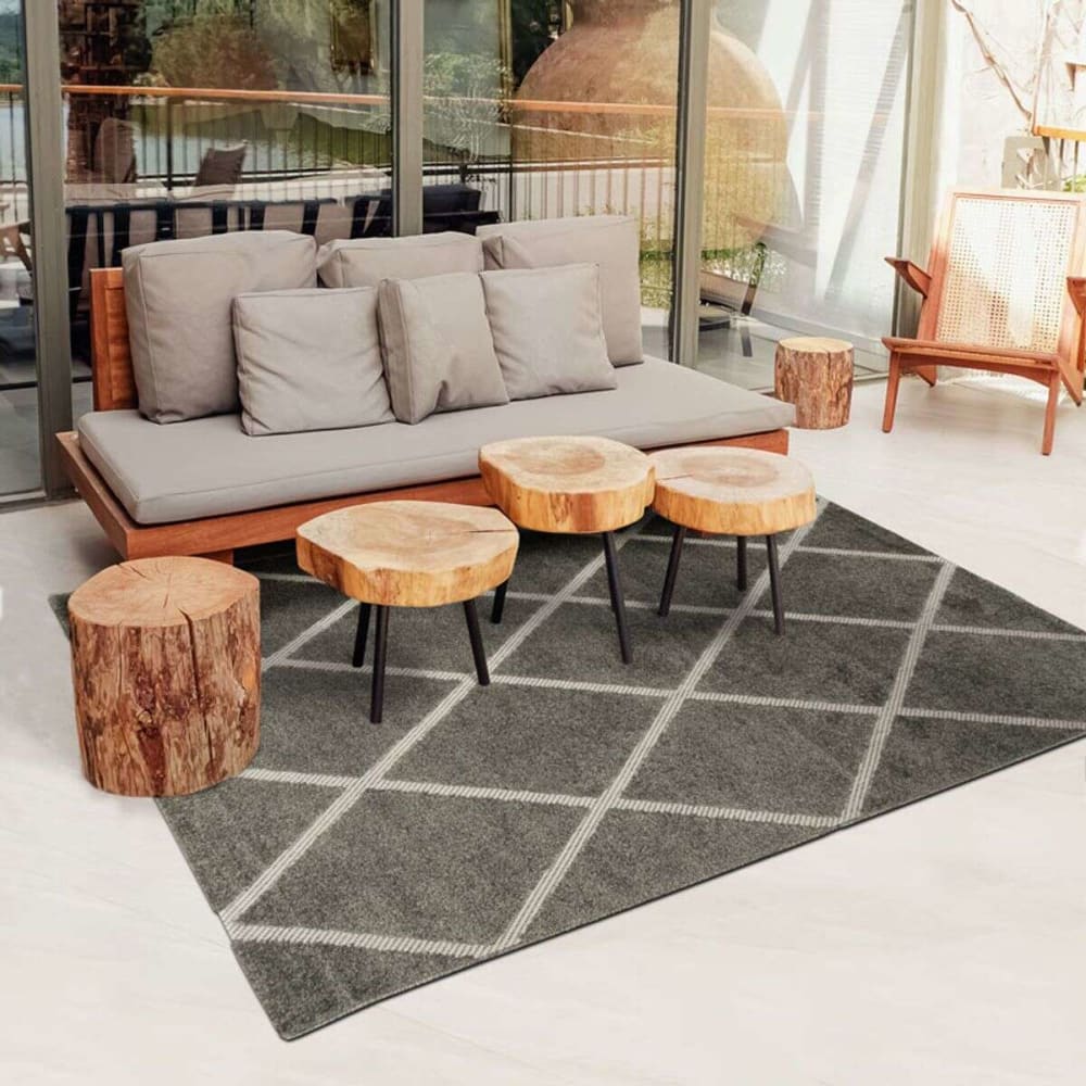 The Deco Factory Tapis moderne pour intérieur-extérieur gris 120x170 style campagne Certifié Oeko-Tex - Pp - Polypropylène
