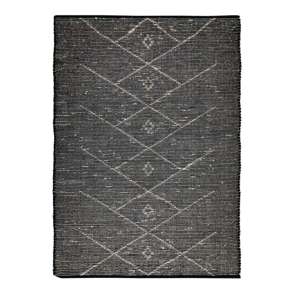 Tappeto nero motivo tribale in alghe 120x170 - The Deco Factory