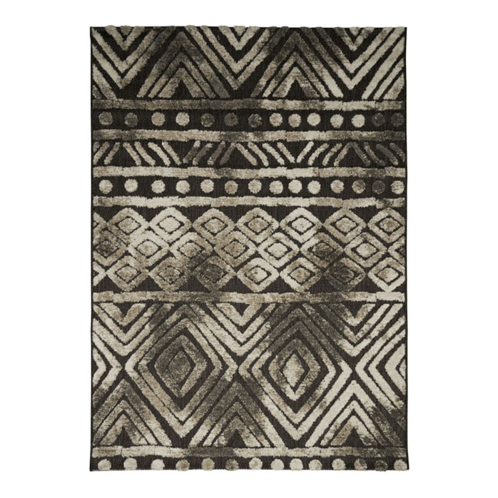 Tapis extérieur intérieur noir et brun 120x170