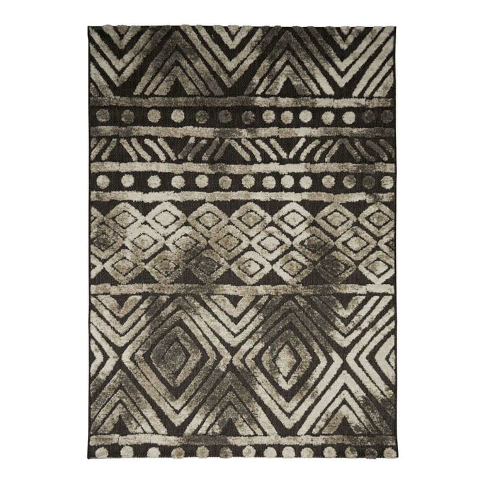 Tapis moderne pour intérieur-extérieur noir et brun 120x170