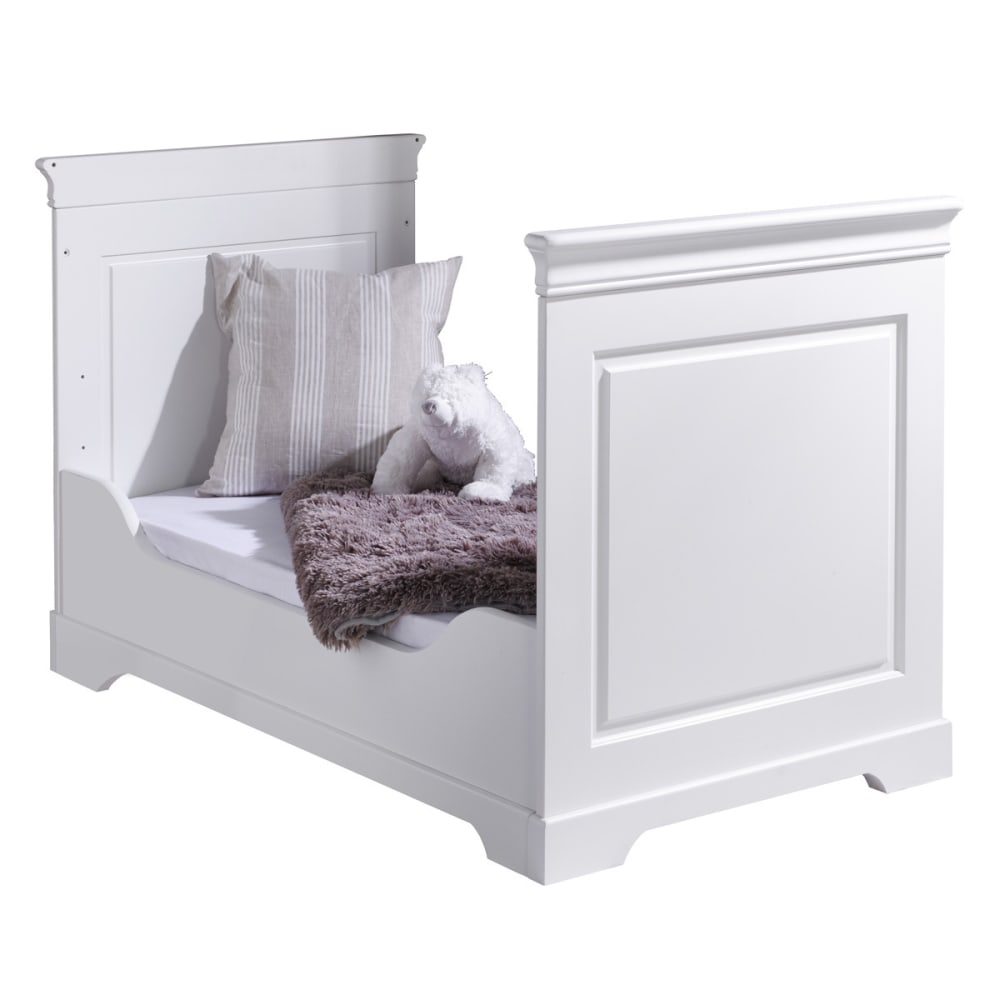 Pack lit bébé évolutif avec matelas bois massif blanc 70x140 cm (ID Kids) - Image 2
