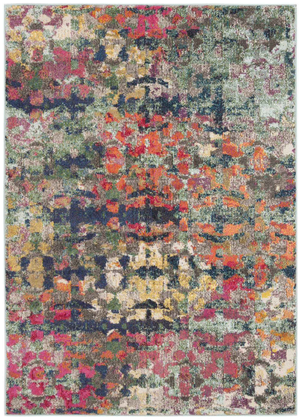Tapis bohème chic en polypropylène vert/bleu, 122 x 170 cm