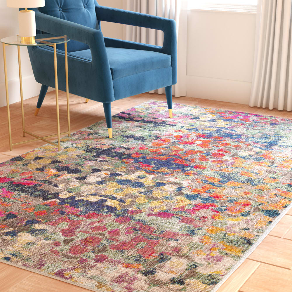 Tapis bohème chic en polypropylène vert/bleu, 122 x 170 cm — vue 3