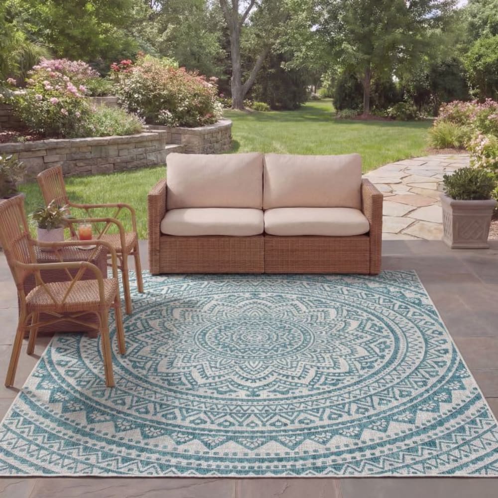 Safavieh Tapis contemporain en polypropylène gris/bleu, 122 x 170 cm style contemporain - Pp - Polypropylène