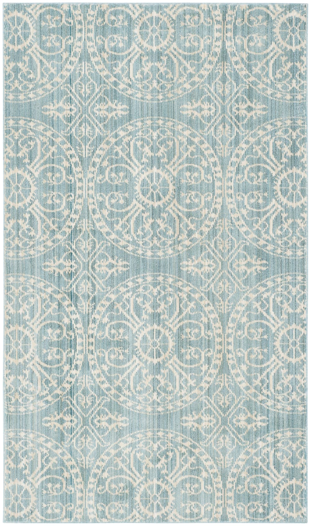 Tapis artisanat inspiré en polyester vert/beige, 122 x 183 cm