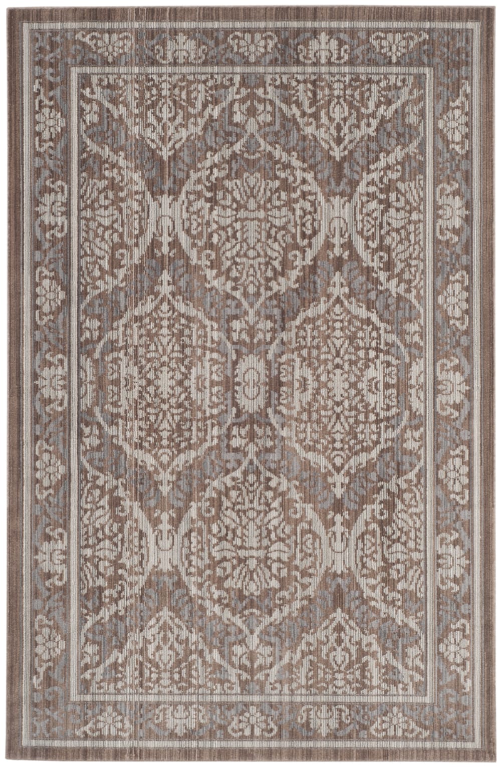 Tapis artisanat inspiré en polyester gris/brun, 122 x 183 cm