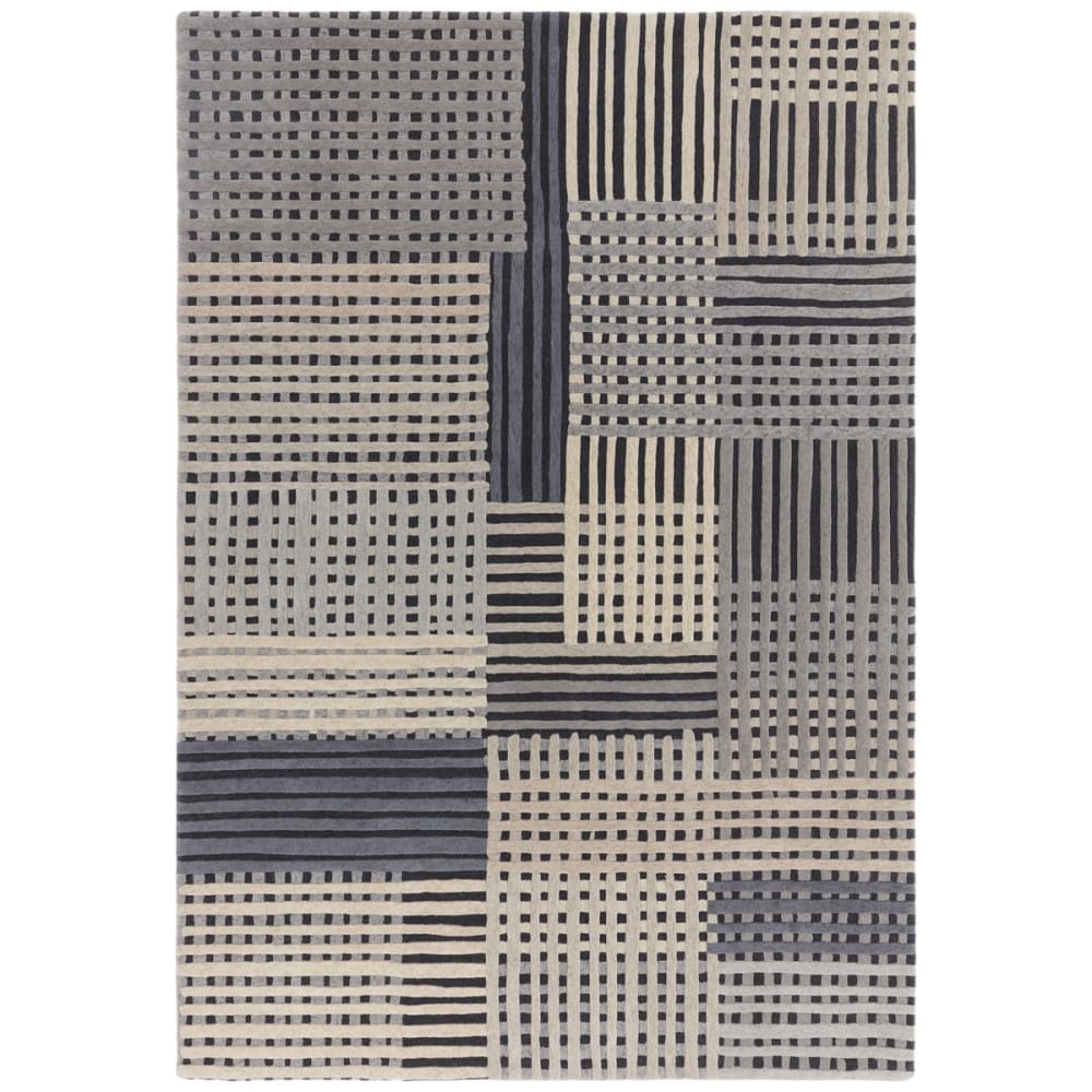Tapis de salon en laine gris 120x170 cm