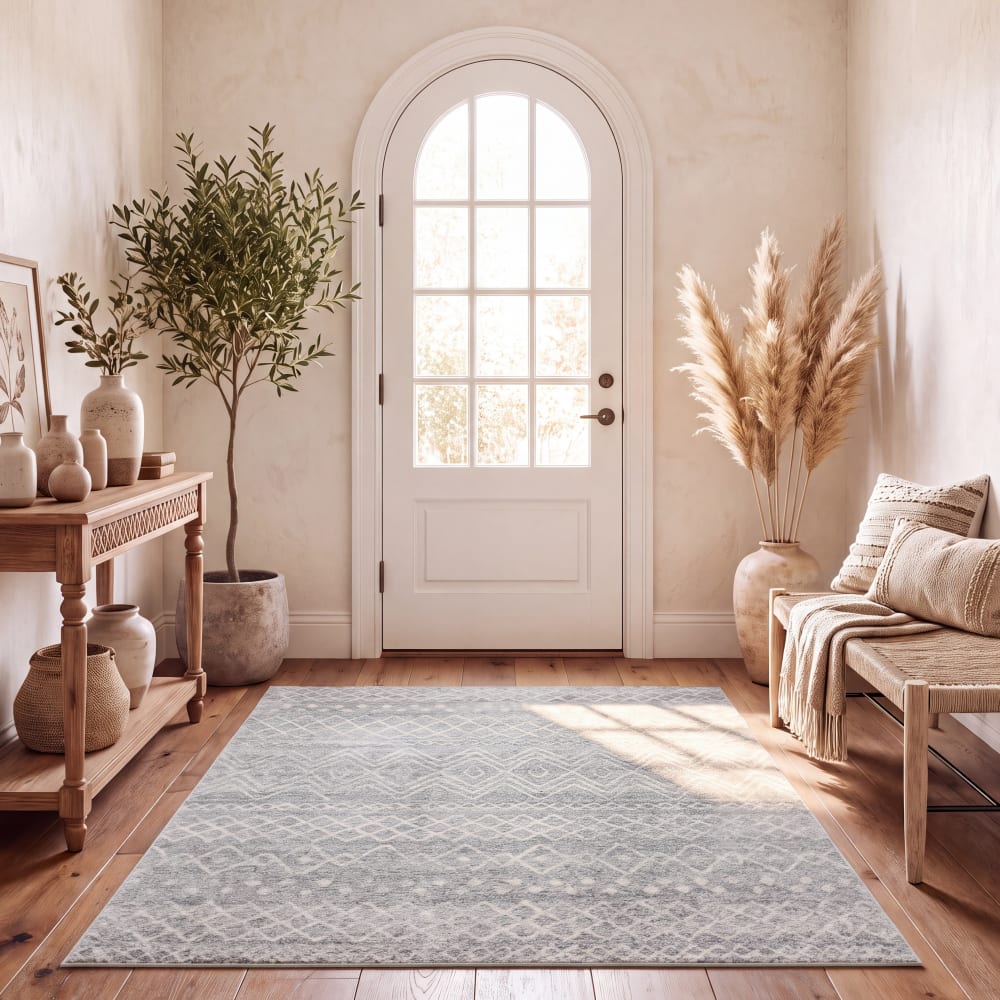 Safavieh Böhmisch Polypropylen-Teppich in Silber/Weiß, 155 x 229 cm style classic chic Silber Pp - Polypropylen