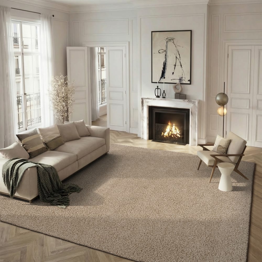 Tapis shag en polypropylène beige, 122 x 183 cm — vue 3