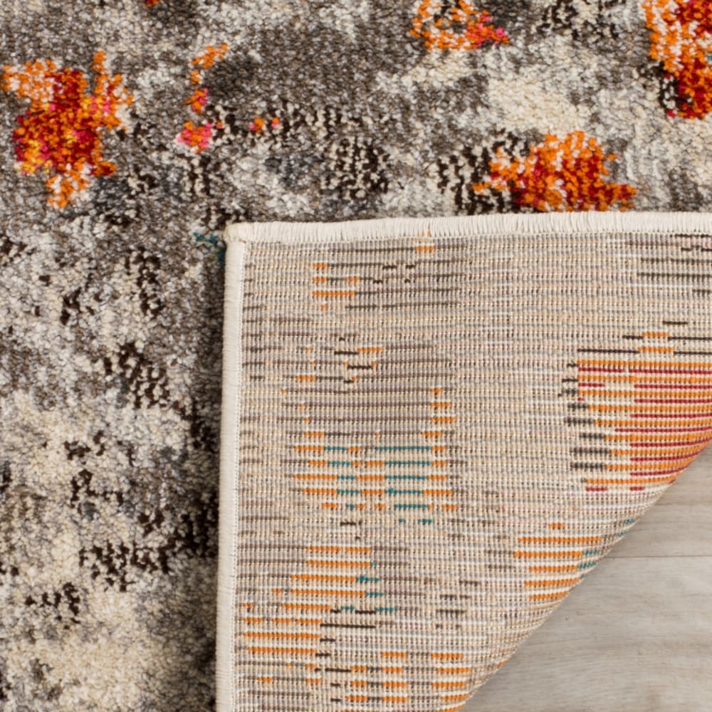 Tapis bohème chic en polypropylène gris/orange, 201 x 279 cm — vue 4