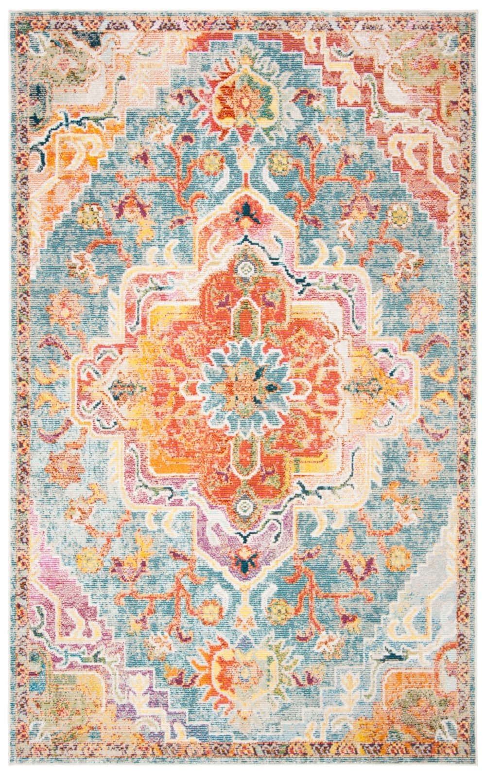 Tapis de transition en polypropylène orange/bleu, 91 x 152 cm