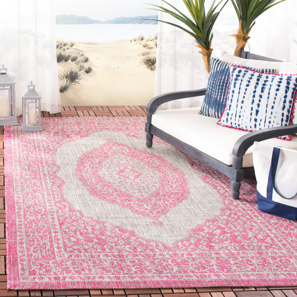 Safavieh Tapis contemporain en polypropylène gris/rose, 122 x 170 cm style contemporain - Pp - Polypropylène
