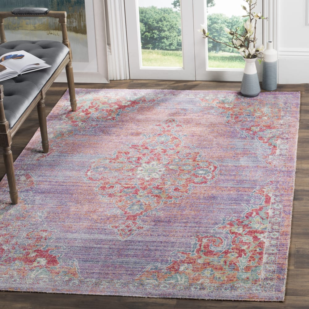 Tapis bohème chic en coton violet/rose, 122 x 183 cm — vue 3