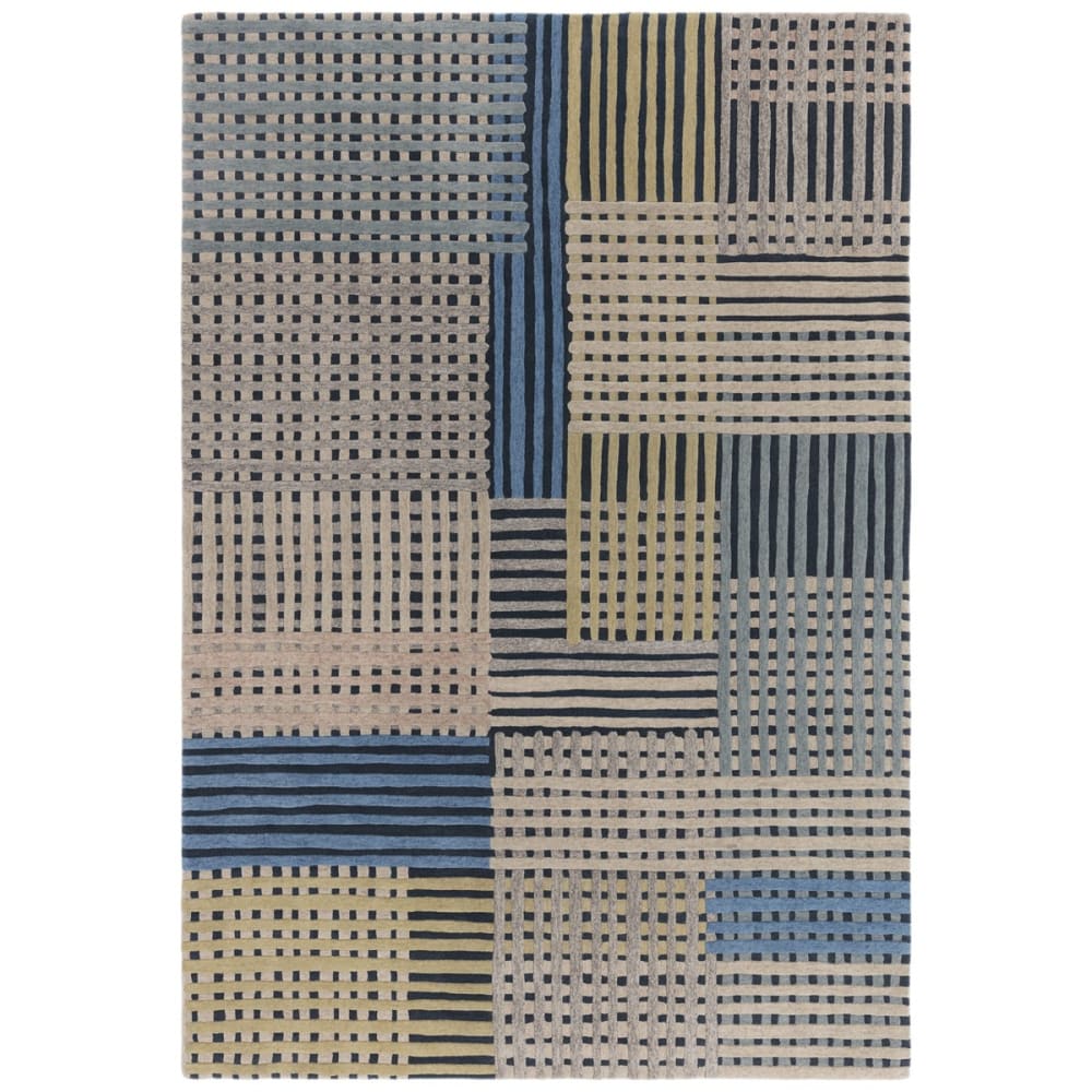 Tapis de salon en laine bleu 160x230 cm