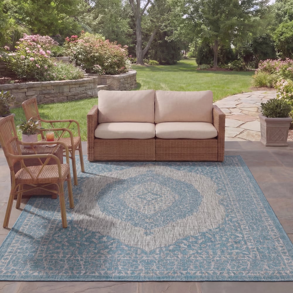Safavieh Tapis contemporain en polypropylène gris/bleu, 122 x 170 cm style contemporain - Pp - Polypropylène