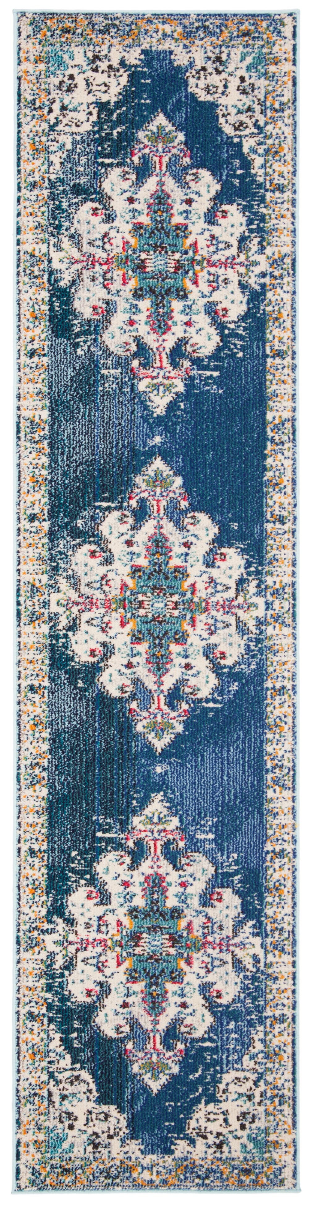 Safavieh Tapis de transition en polypropylène bleu/gris, 61 x 244 cm style vintage - Pp - Polypropylène