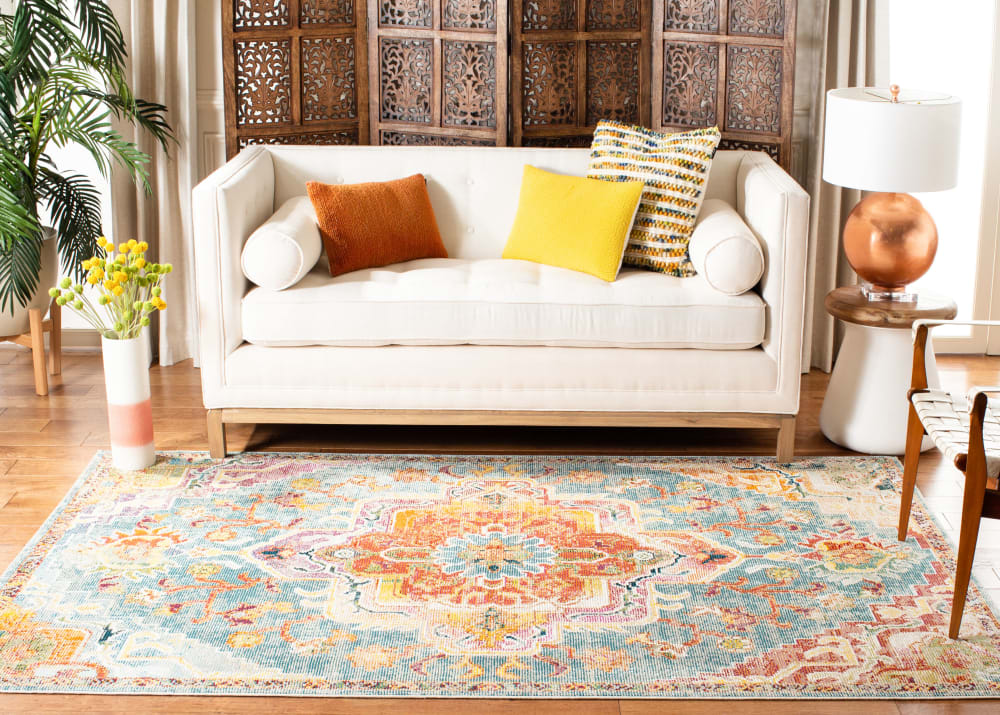 Tapis de transition en polypropylène orange/bleu, 201 x 279 cm — vue 3
