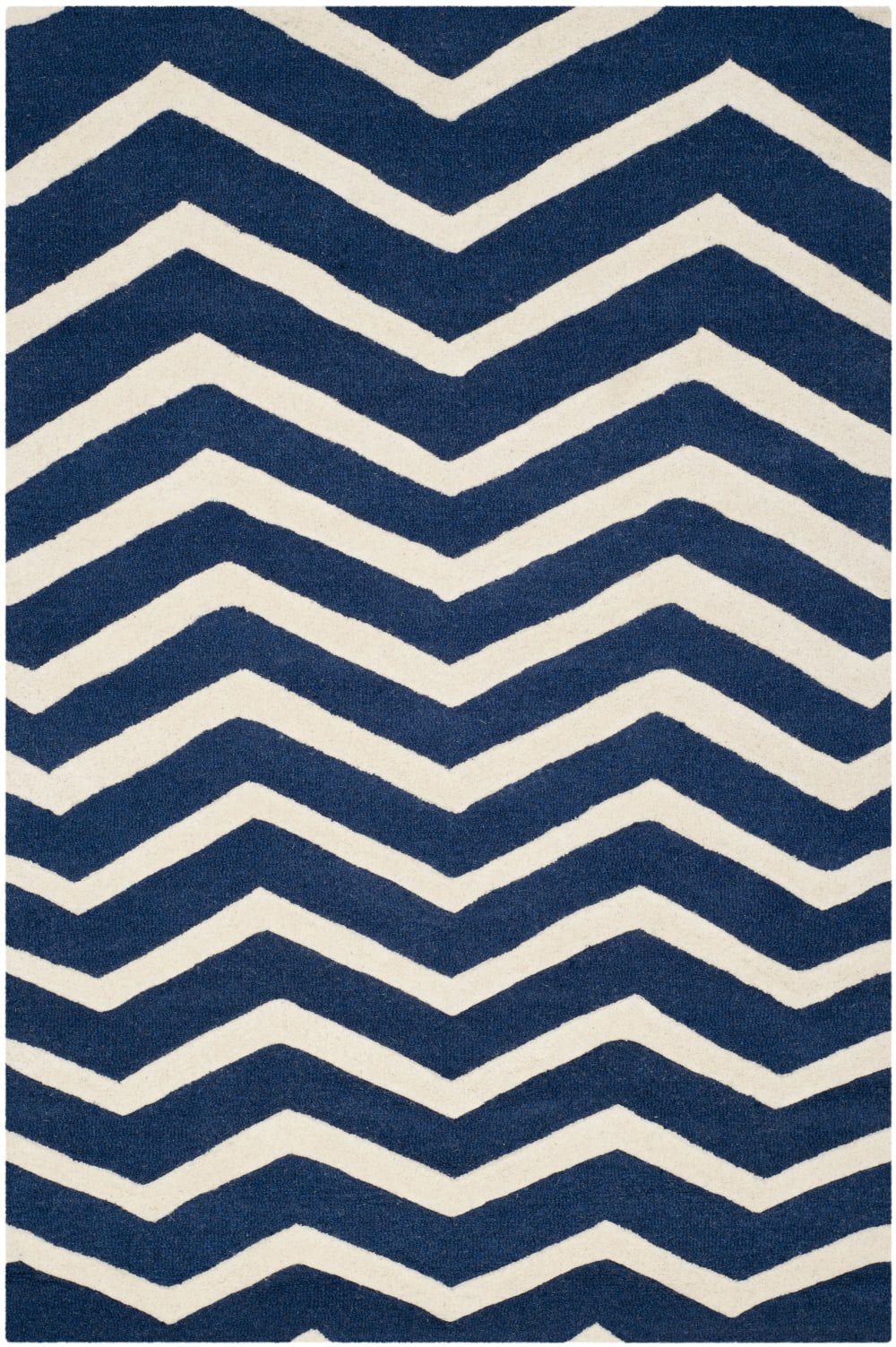 Tapis contemporain en laine bleu/blanc, 122 x 183 cm