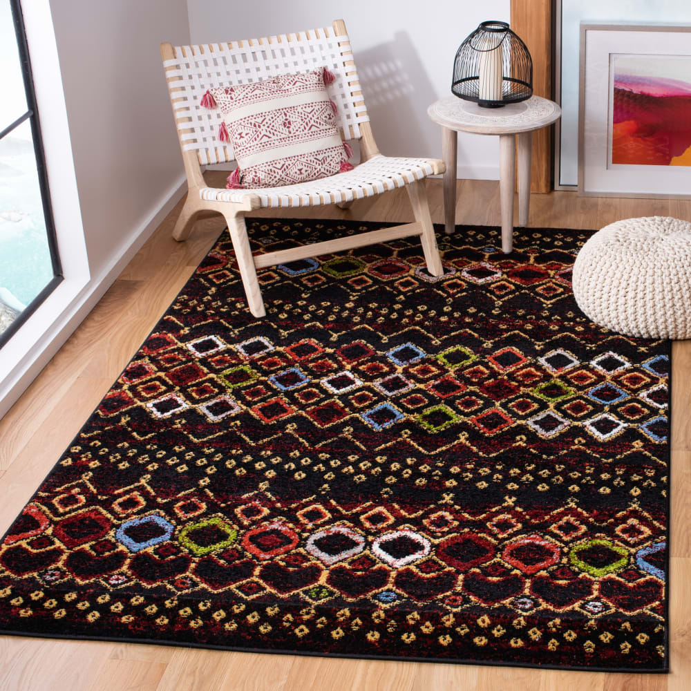 Tapis bohémien en polypropylène noir/multicolore, 122 x 183 cm — vue 3