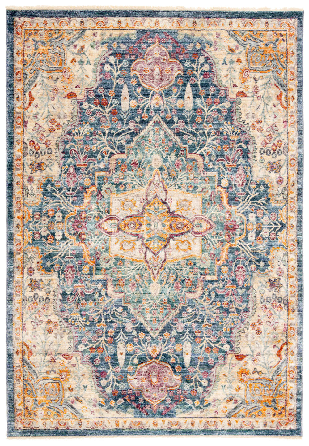 Tapis traditionnel en viscose bleu/violet, 122 x 183 cm