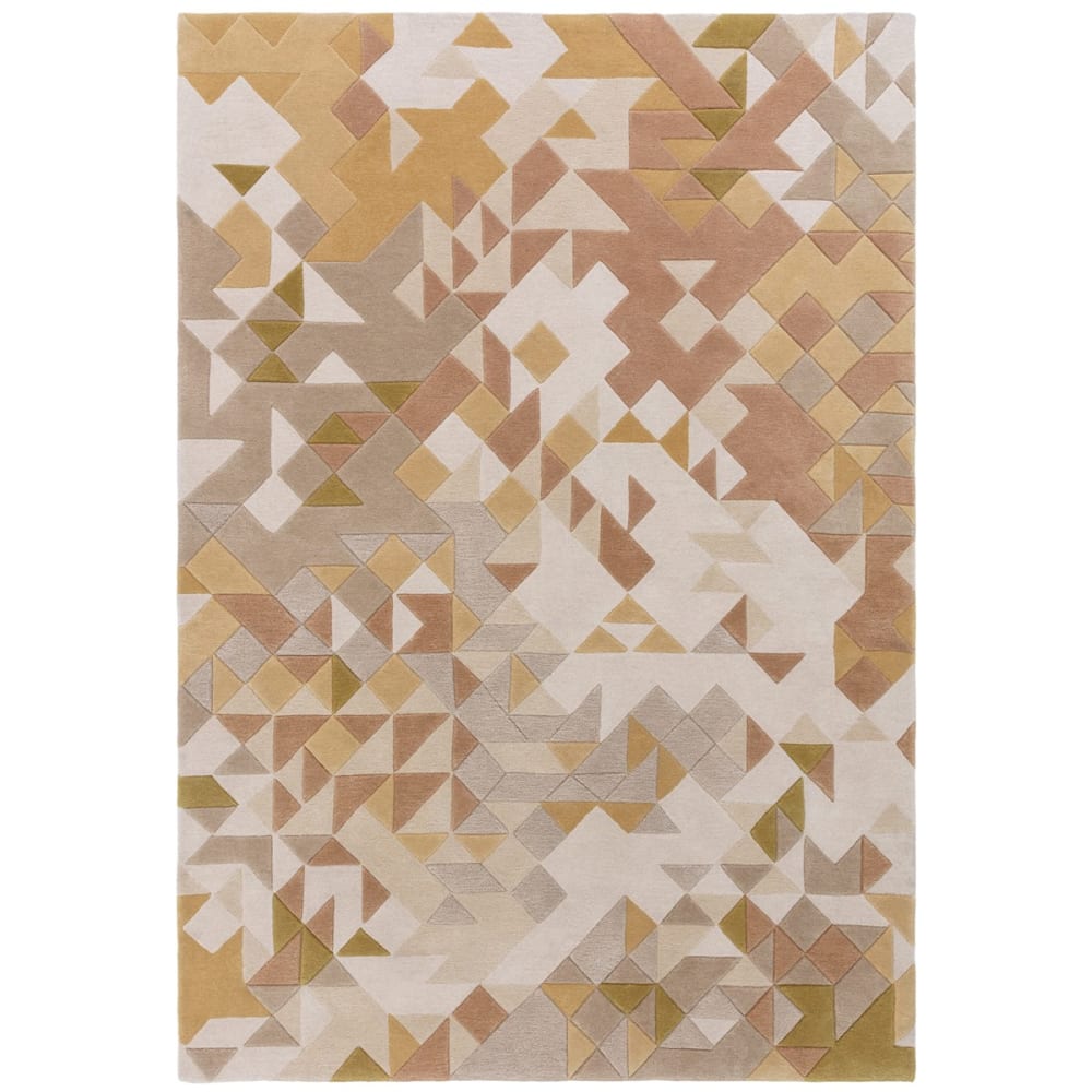 Tapis de salon en laine beige 120x170 cm