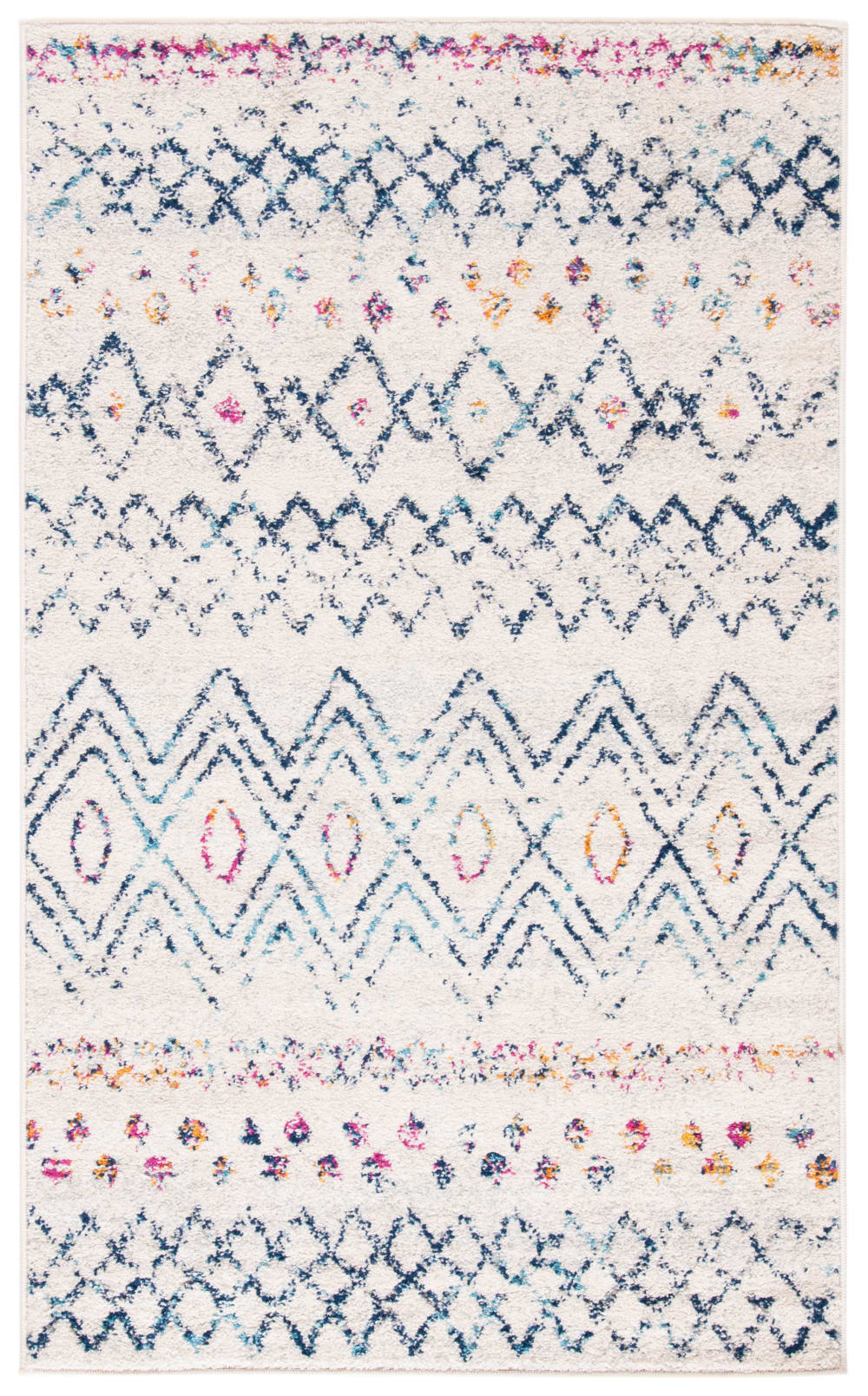 Tapis traditionnel en polypropylène blanc/bleu, 91 x 152 cm