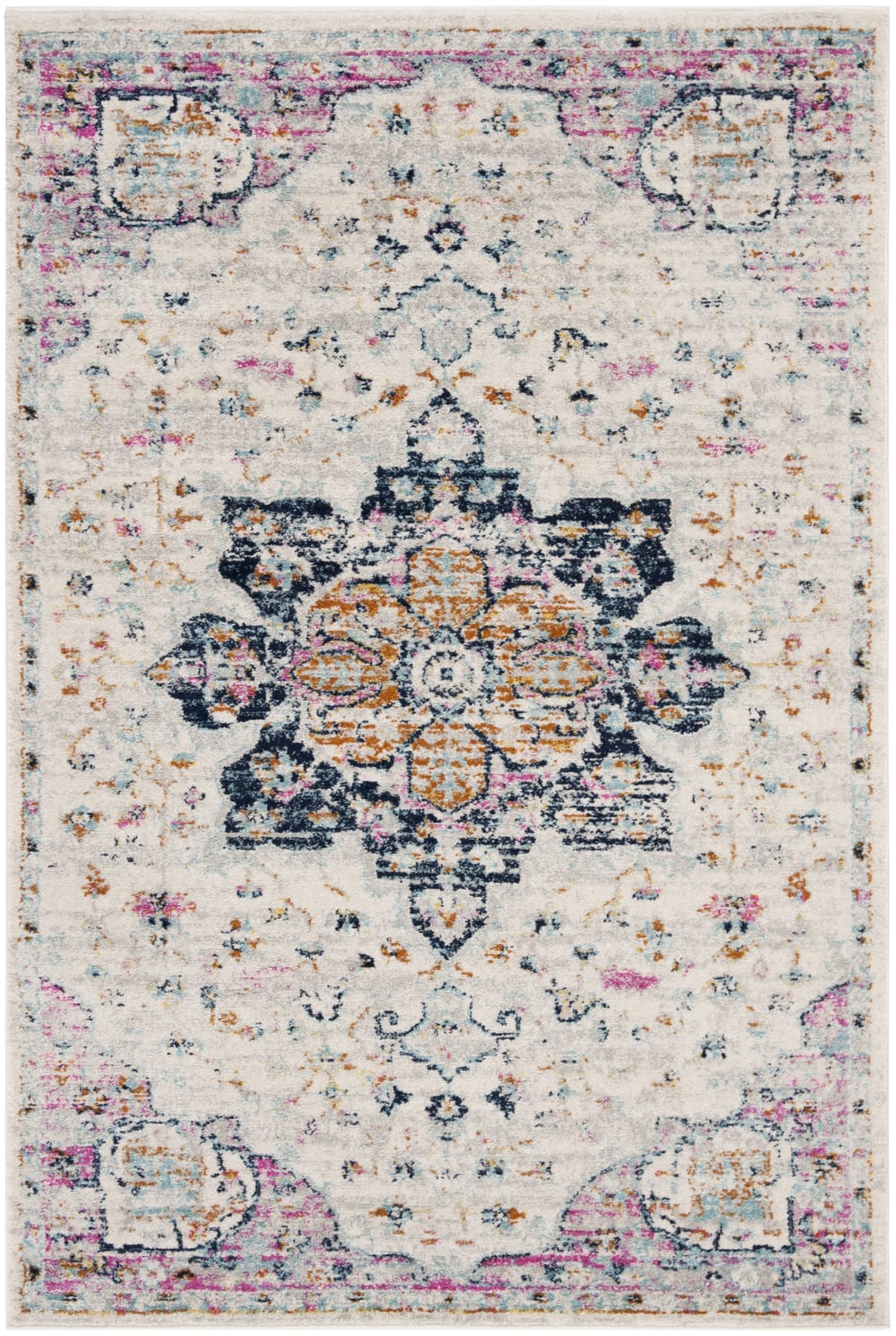 Tapis de transition en polypropylène blanc/rose, 122 x 183 cm
