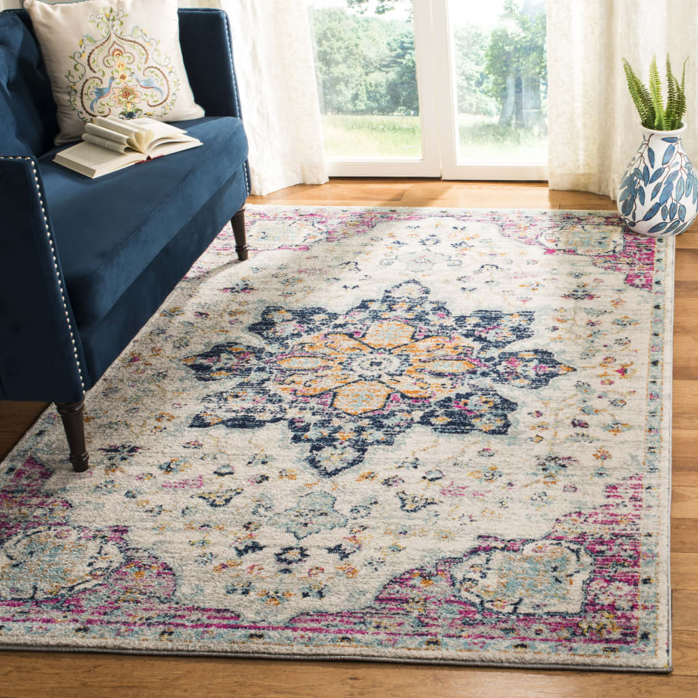 Tapis de transition en polypropylène blanc/rose, 122 x 183 cm — vue 3