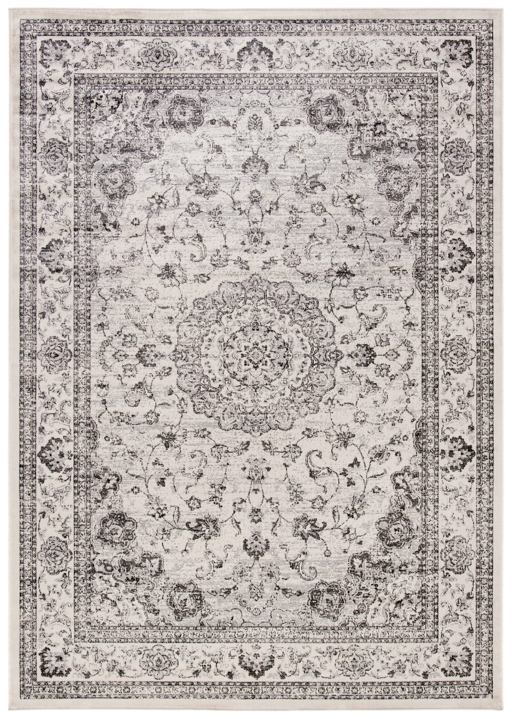 Tapis de transition en viscose blanc/beige, 122 x 183 cm