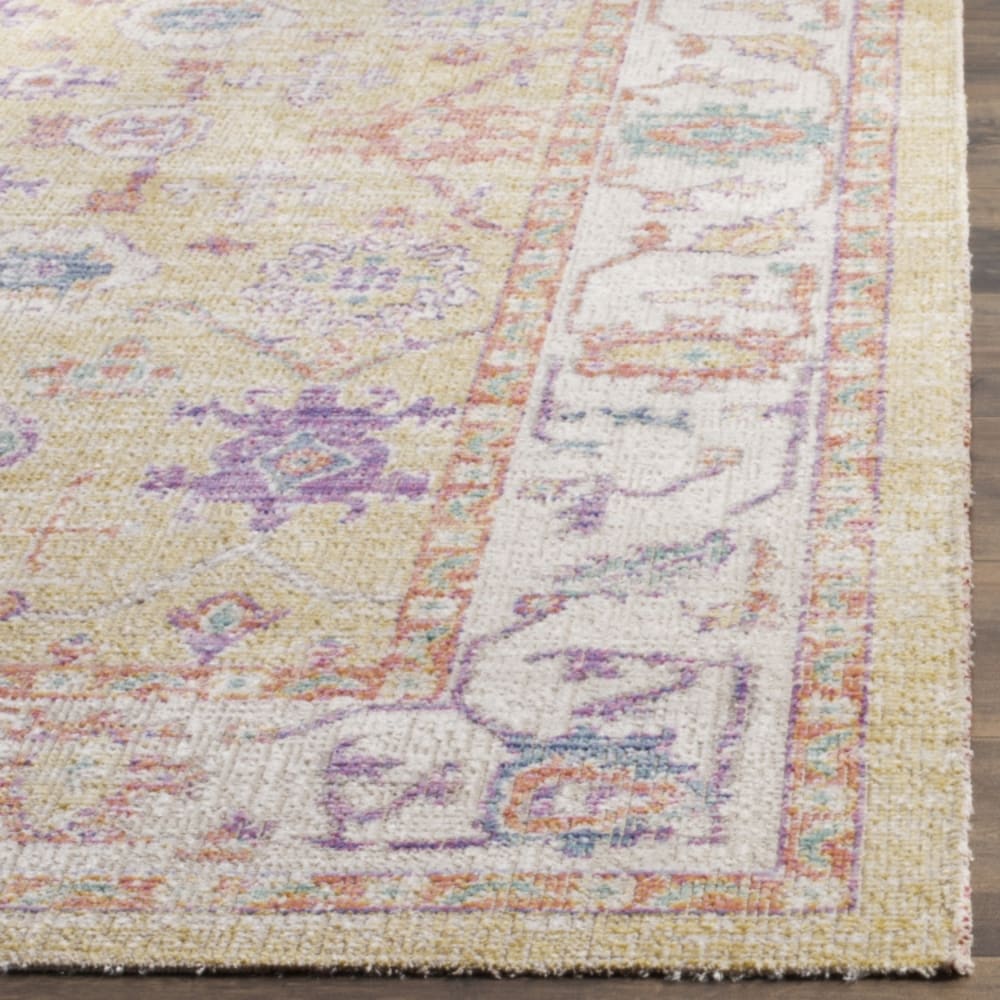 Tapis bohème chic en coton or/violet, 122 x 183 cm — vue 4