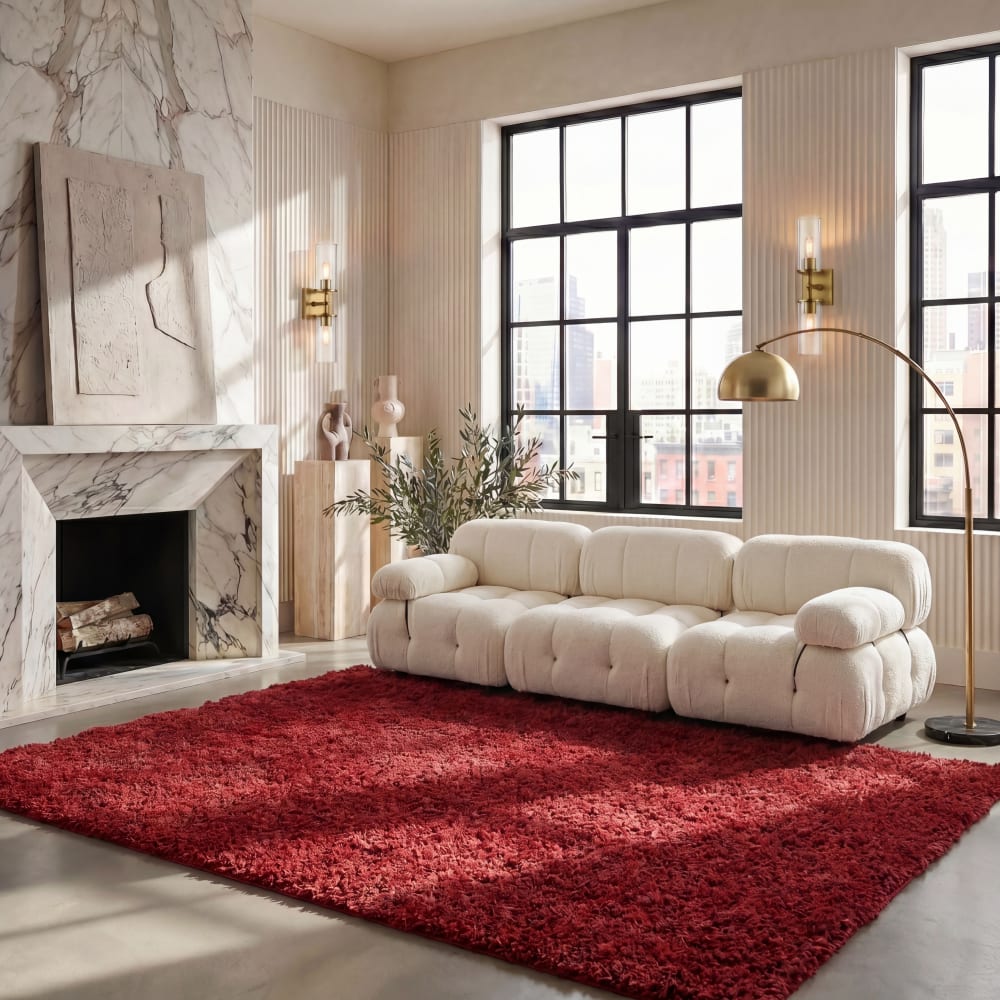 Safavieh Tapis shag en polypropylène rouge, 91 x 152 cm style classique chic - Pp - Polypropylène