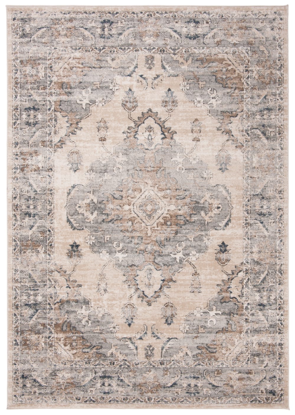 Tapis traditionnel en polypropylène beige/gris, 122 x 183 cm