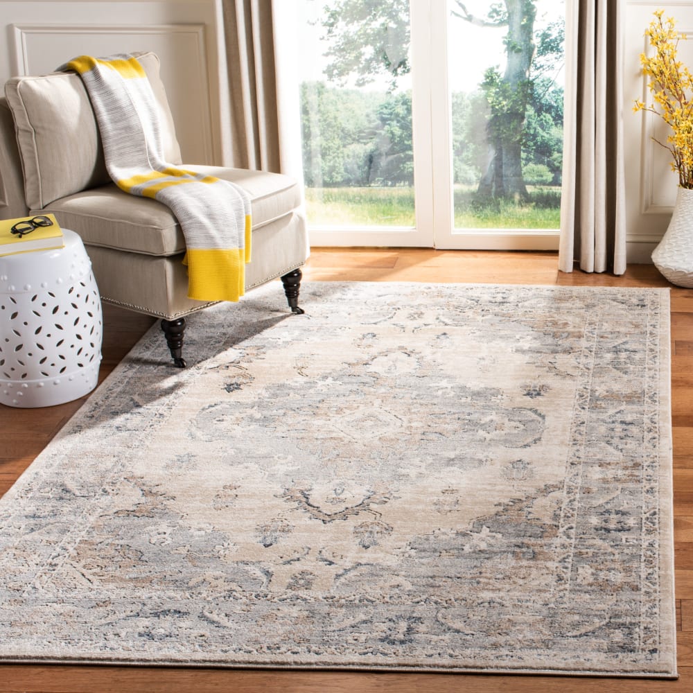 Tapis traditionnel en polypropylène beige/gris, 122 x 183 cm — vue 3