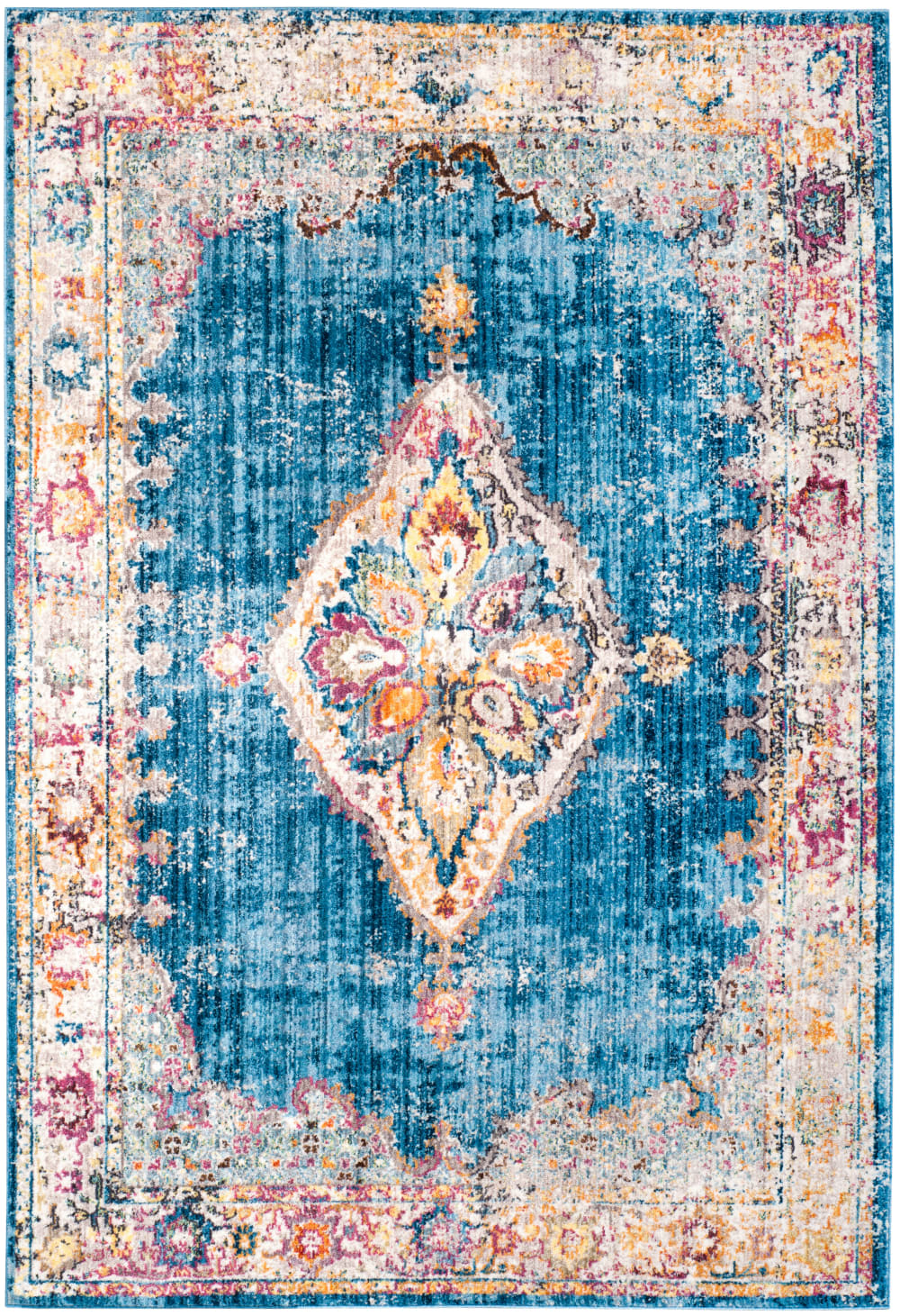 Safavieh Übergangsphase Polyester-Teppich in Blau/Weiß, 155 x 229 cm style vintage Blau Pes - Polyester