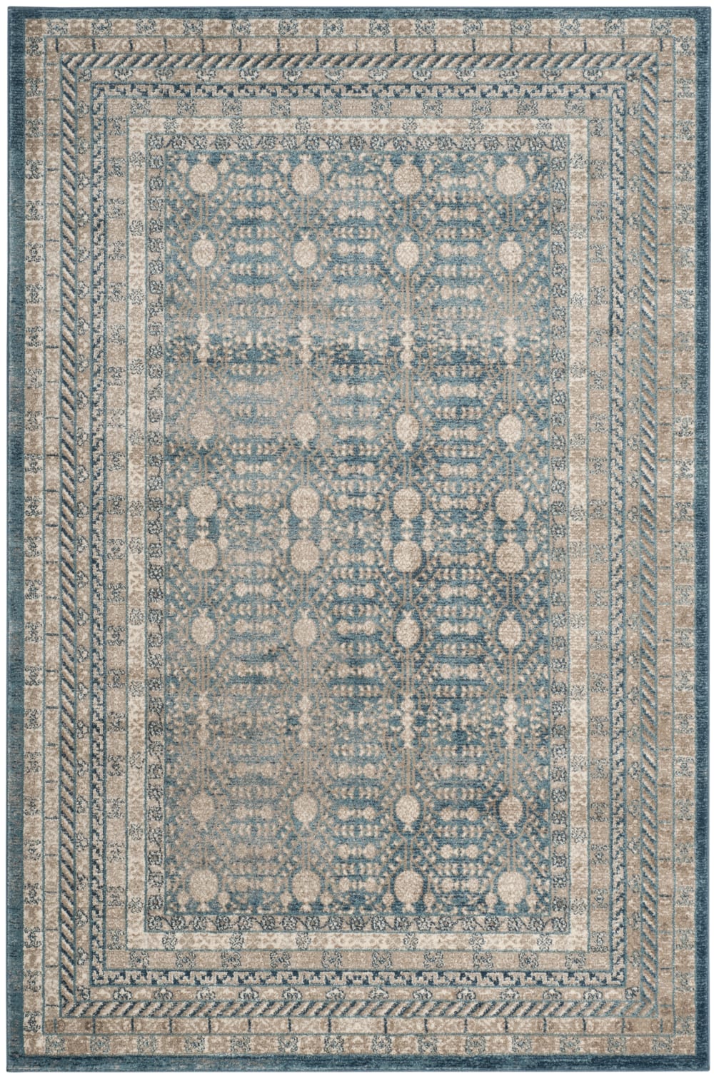 Tapis traditionnel en polypropylène bleu/beige, 155 x 231 cm