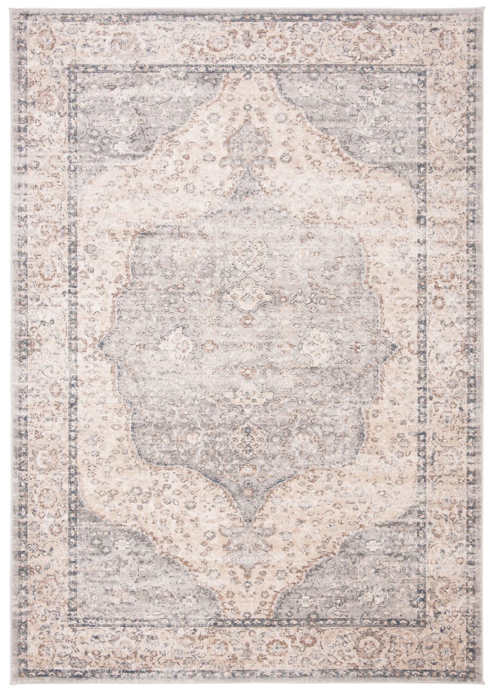 Tapis traditionnel en polypropylène beige/gris, 155 x 229 cm