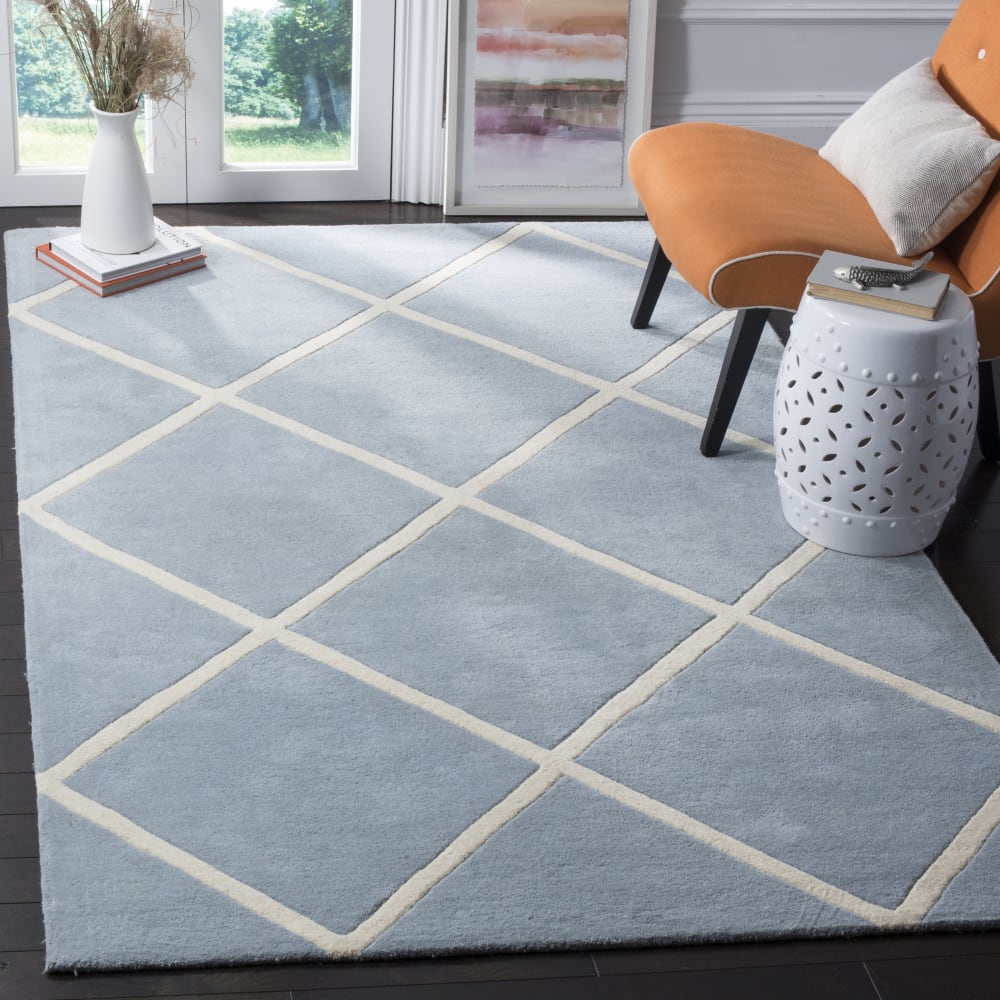 Safavieh Tapis contemporain en laine bleu/blanc, 122 x 183 cm style contemporain