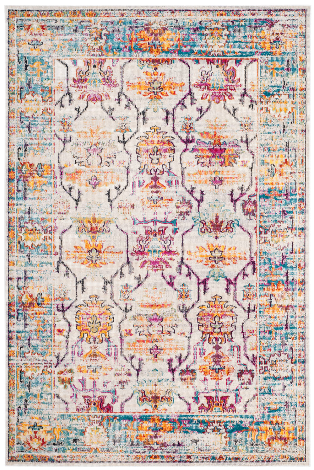 Tapis de transition en polypropylène beige/bleu, 201 x 279 cm