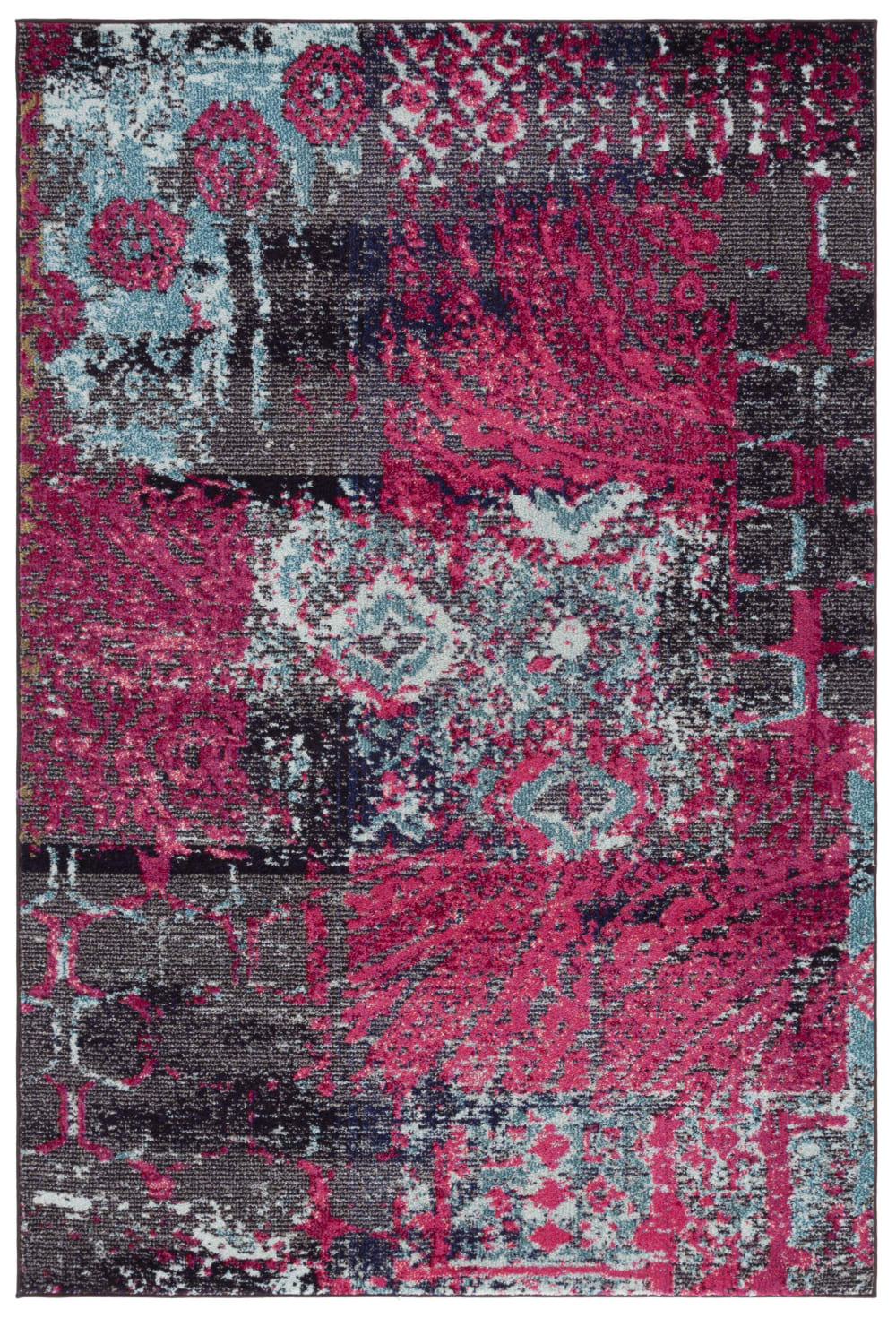 Tappeto boho chic in polipropilene rosa/multicolore, 155 x 231 cm