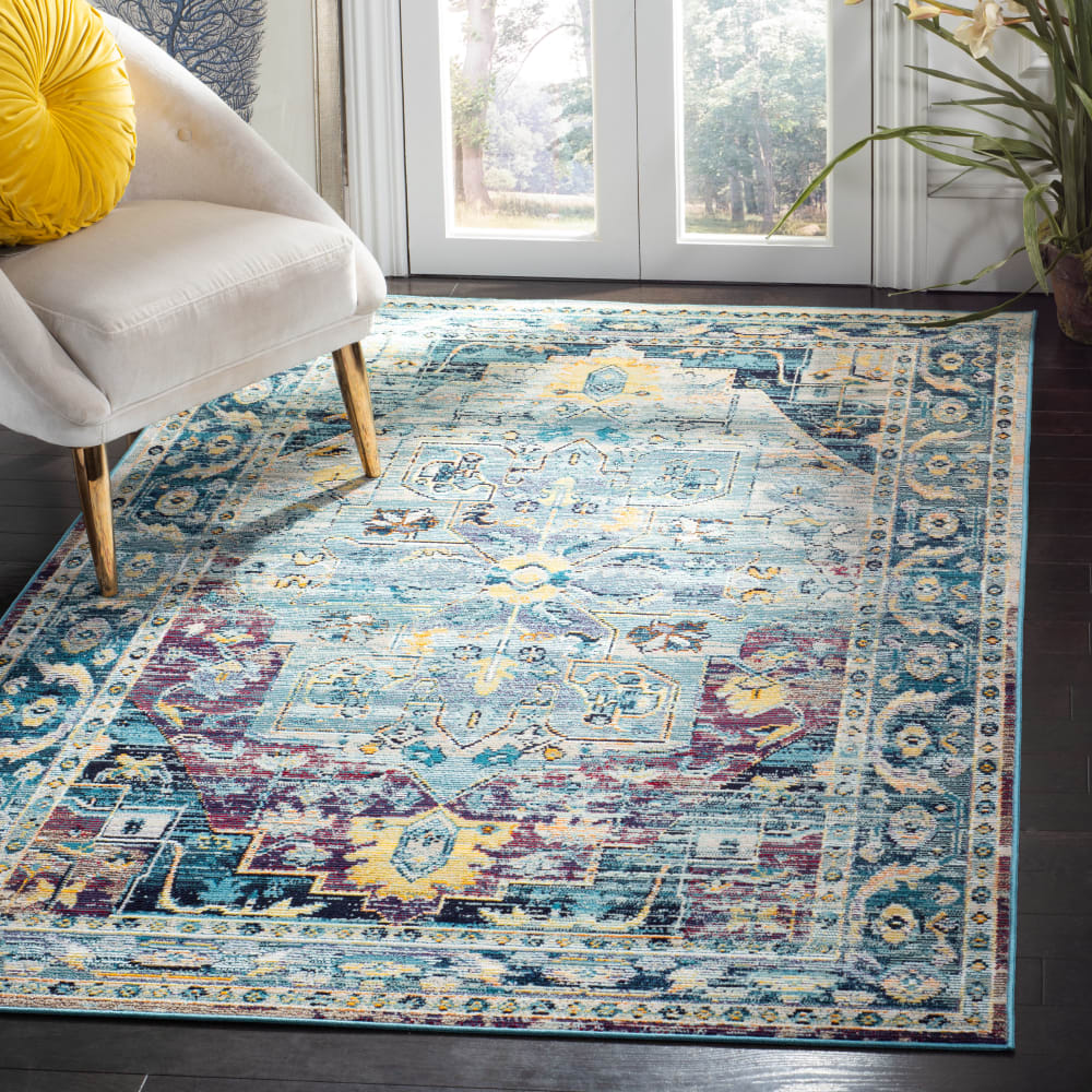Tappeto di transizione in polipropilene blu/viola, 152 x 244 cm - Modello Vintage - Blu - PP - Polipropilene