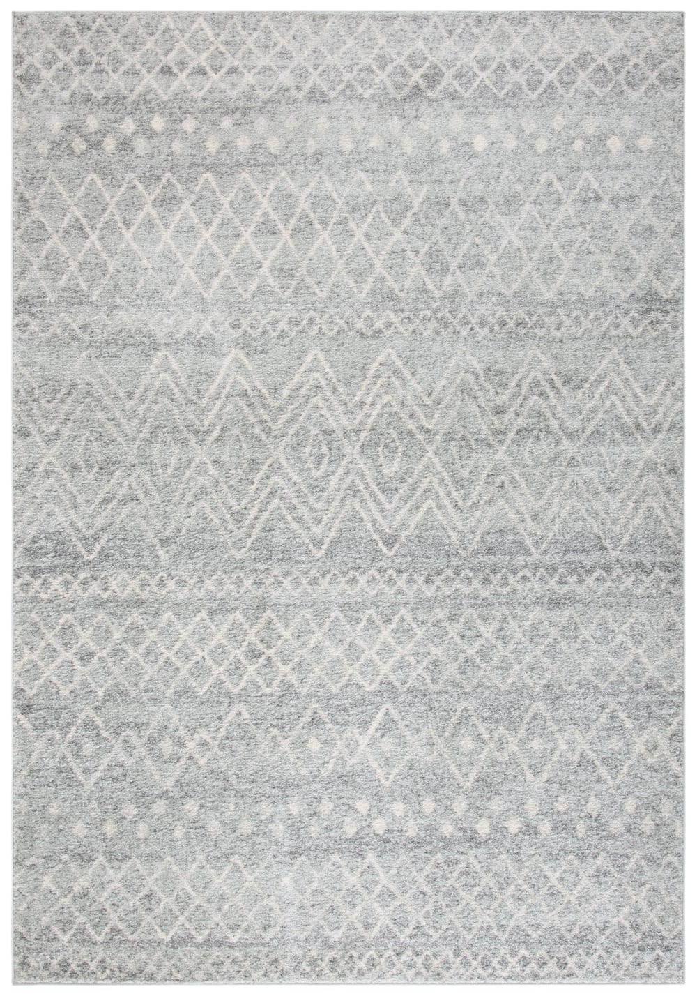 Tapis bohémien en polypropylène argent/blanc, 122 x 183 cm