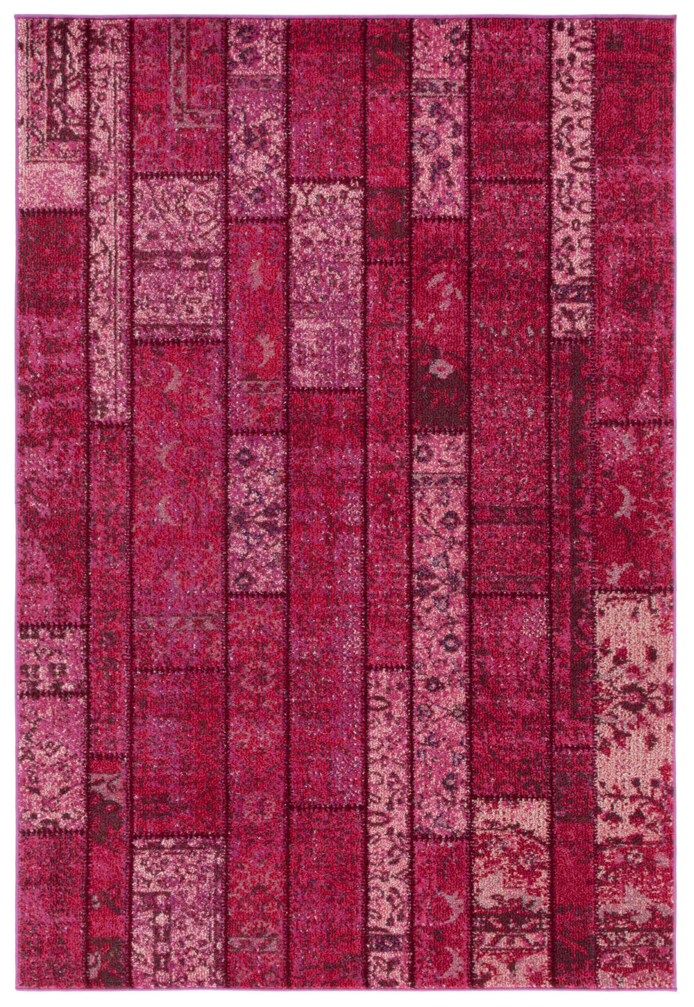 Tapis bohème chic en polypropylène rose/multicolore, 155 x 231 cm
